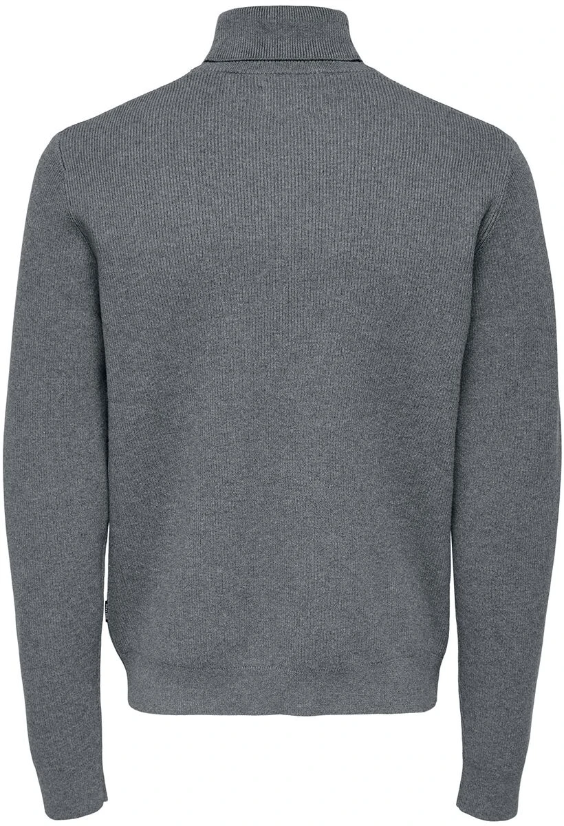 "ONSPHIL Reg 12 Struc Knitted Roll Neck" Sweatshirt Mottled Grey By ONLY And SONS 4 "ONSPHIL Reg 12 Struc Knitted Roll Neck" Sweatshirt Mottled Grey By ONLY And SONS - Image 2
