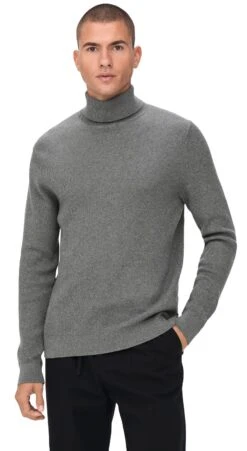 "ONSPHIL Reg 12 Struc Knitted Roll Neck" Sweatshirt Mottled Grey By ONLY And SONS 11 "ONSPHIL Reg 12 Struc Knitted Roll Neck" Sweatshirt Mottled Grey By ONLY And SONS -Fashionable Men's Clothing Store 527354wa