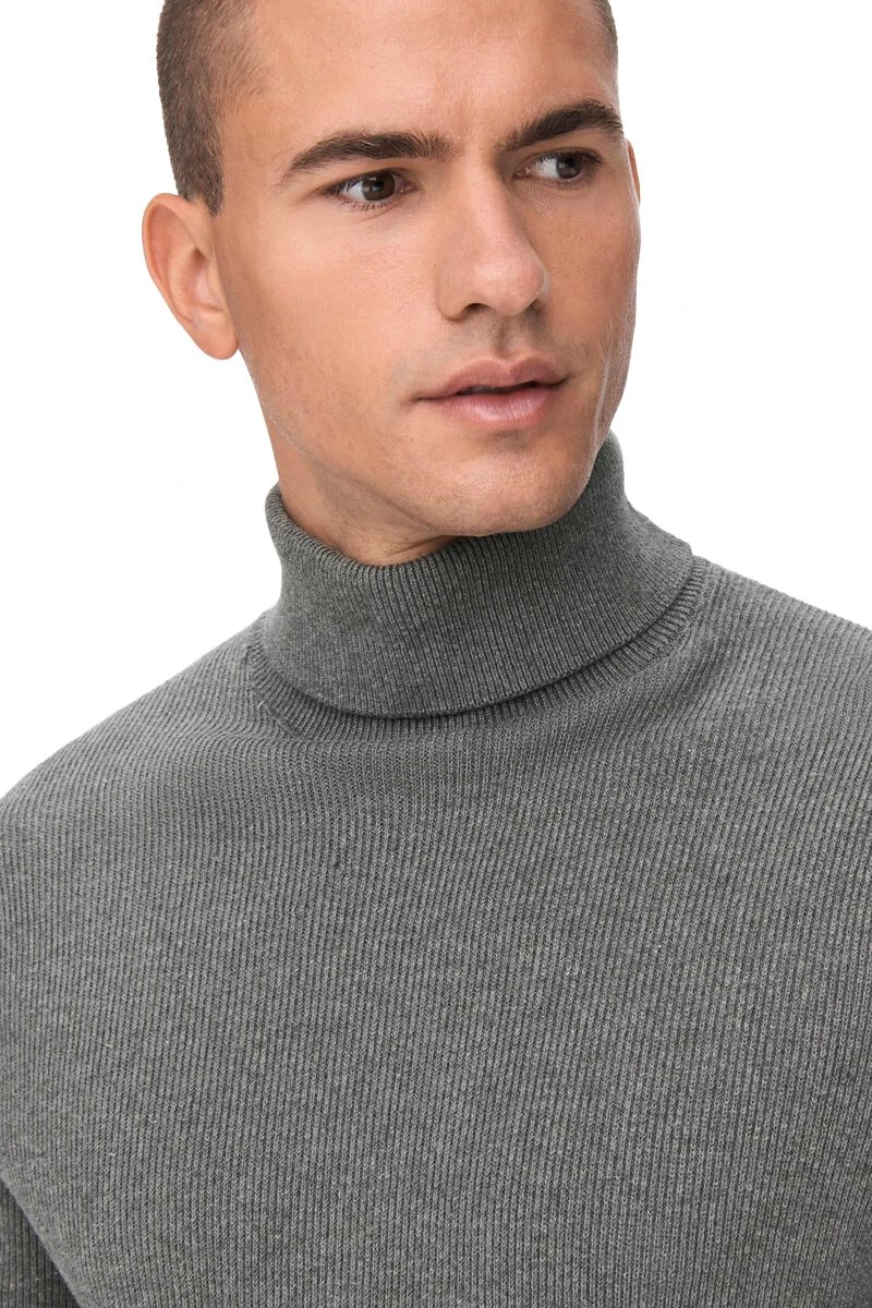 "ONSPHIL Reg 12 Struc Knitted Roll Neck" Sweatshirt Mottled Grey By ONLY And SONS 8 "ONSPHIL Reg 12 Struc Knitted Roll Neck" Sweatshirt Mottled Grey By ONLY And SONS - Image 6