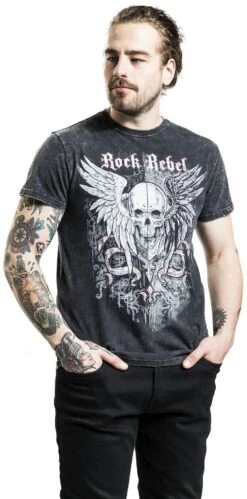 "T-shirt With Eye-catching Skull Print And Embroidery" T-Shirt Grey By Rock Rebel By EMP 12 "T-shirt With Eye-catching Skull Print And Embroidery" T-Shirt Grey By Rock Rebel By EMP -Fashionable Men's Clothing Store 528315wa