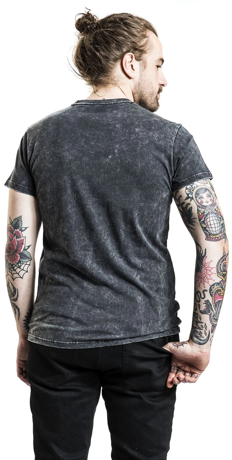 "T-shirt With Eye-catching Skull Print And Embroidery" T-Shirt Grey By Rock Rebel By EMP 8 "T-shirt With Eye-catching Skull Print And Embroidery" T-Shirt Grey By Rock Rebel By EMP - Image 6