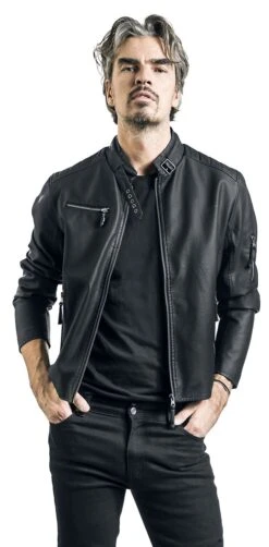 "EMP Signature Collection" Imitation Leather Jacket Black By Gojira -Fashionable Men's Clothing Store 528409wa