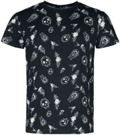 "T-shirt With Bats And Skulls" T-Shirt Black By Gothicana By EMP