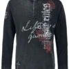 "Rock ‘n’ Roll Long-sleeved Shirt With Prints" Long-sleeve Shirt Grey By Rock Rebel By EMP