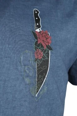 "T-shirt With Dagger And Embroidery Detail" T-Shirt Blue By RED By EMP -Fashionable Men's Clothing Store 529164d