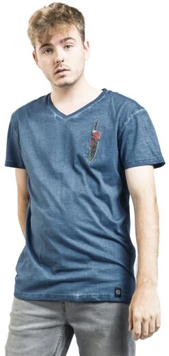 "T-shirt With Dagger And Embroidery Detail" T-Shirt Blue By RED By EMP -Fashionable Men's Clothing Store 529164wa