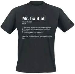 "Definition Mr. Fix It All" T-Shirt Black By Slogans