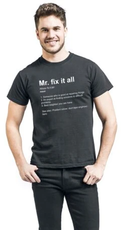 "Definition Mr. Fix It All" T-Shirt Black By Slogans 7 "Definition Mr. Fix It All" T-Shirt Black By Slogans -Fashionable Men's Clothing Store 530160wa