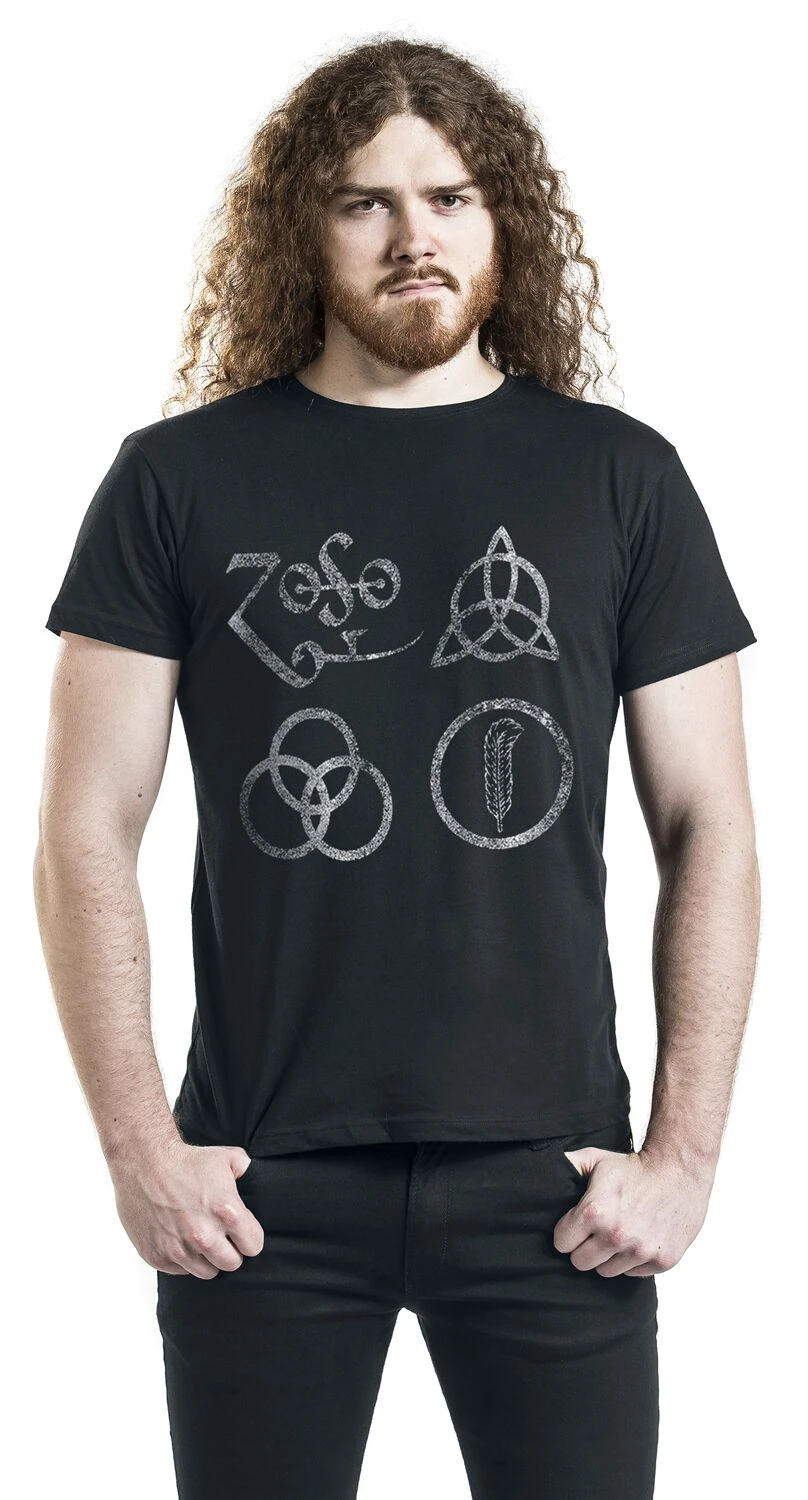 "IV Distressed Symbols" T-Shirt Black By Led Zeppelin 6 "IV Distressed Symbols" T-Shirt Black By Led Zeppelin - Image 4