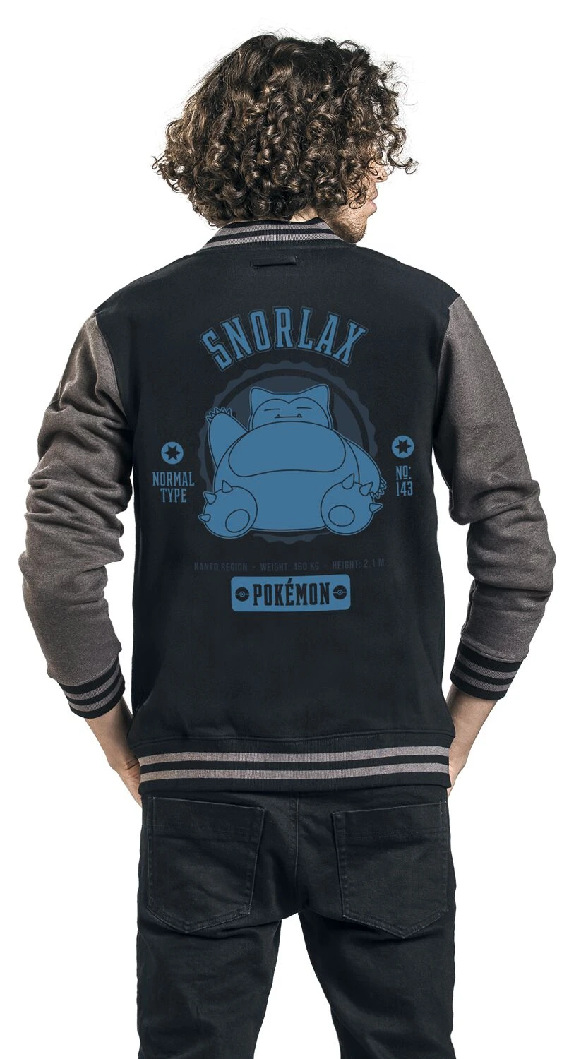"Snorlax" Varsity Jacket Black/mottled Grey By Pokémon 7 "Snorlax" Varsity Jacket Black/mottled Grey By Pokémon - Image 5