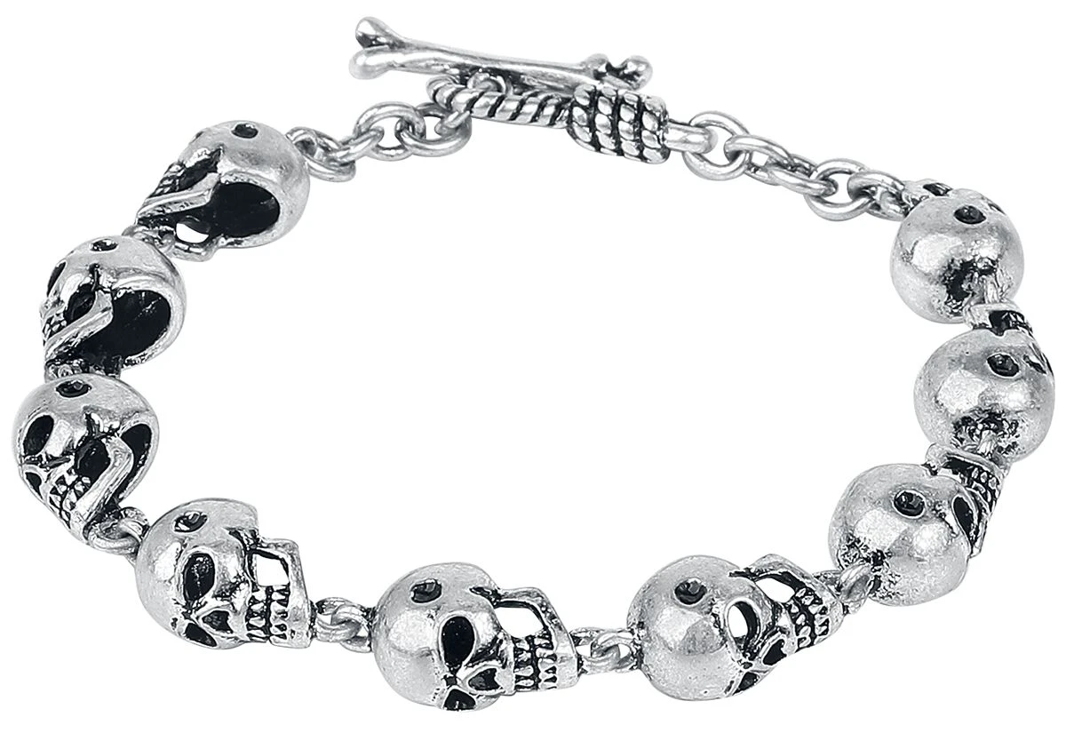 "Skulls" Bracelet Silver-coloured By Rock Rebel By EMP 3 "Skulls" Bracelet Silver-coloured By Rock Rebel By EMP