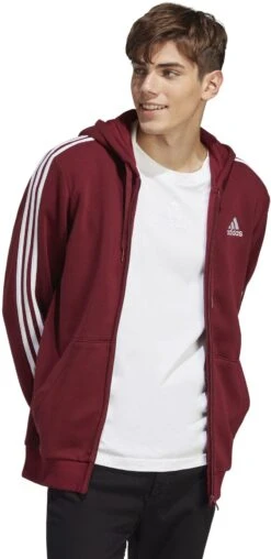 "M 3S FL FZ HD" Hooded Zip Burgundy By Adidas -Fashionable Men's Clothing Store 538561wc