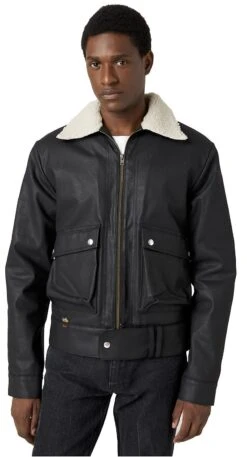 "Fender Denim Sherpa Bomber" Winter Jacket Black By Wrangler