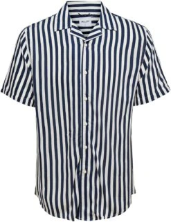 "ONSWAYNE LIFE SS VISCOSE SHIRT NOOS" Short-sleeved Shirt Blue-white By ONLY And SONS