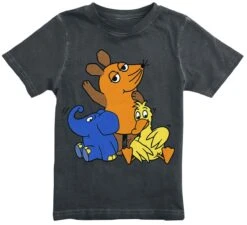 "Kids - Mouse - Elephant - Duck" T-Shirt Black By Die Sendung Mit Der Maus