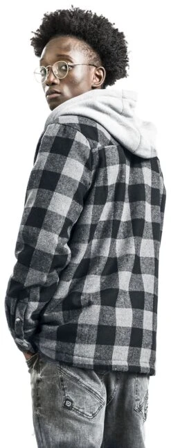 "Lumber Jacket With Hood" Between-seasons Jacket Black-grey By RED By EMP -Fashionable Men's Clothing Store 542601wb