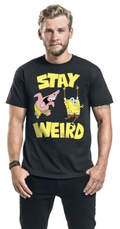 "Stay Weird" T-Shirt Black By SpongeBob SquarePants -Fashionable Men's Clothing Store 549537wa